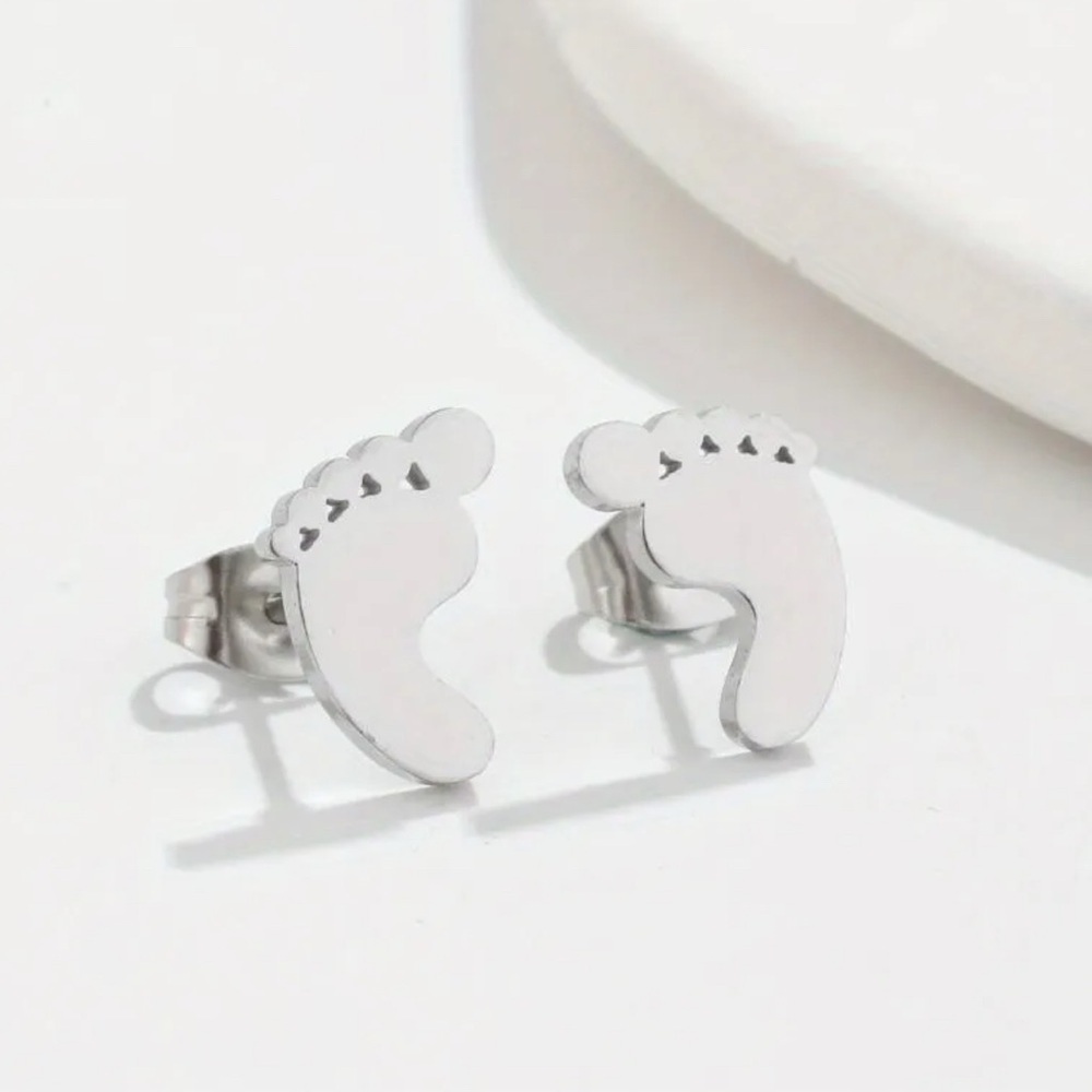 Baby Footprint Stud Earrings stainless steel. Various colour options available.